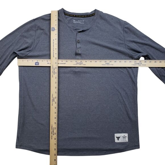 Under Armour Project Rock Henley Shirt Mens 2XL Gray 3/4 Sleeve Raglan - Picture 6 of 12